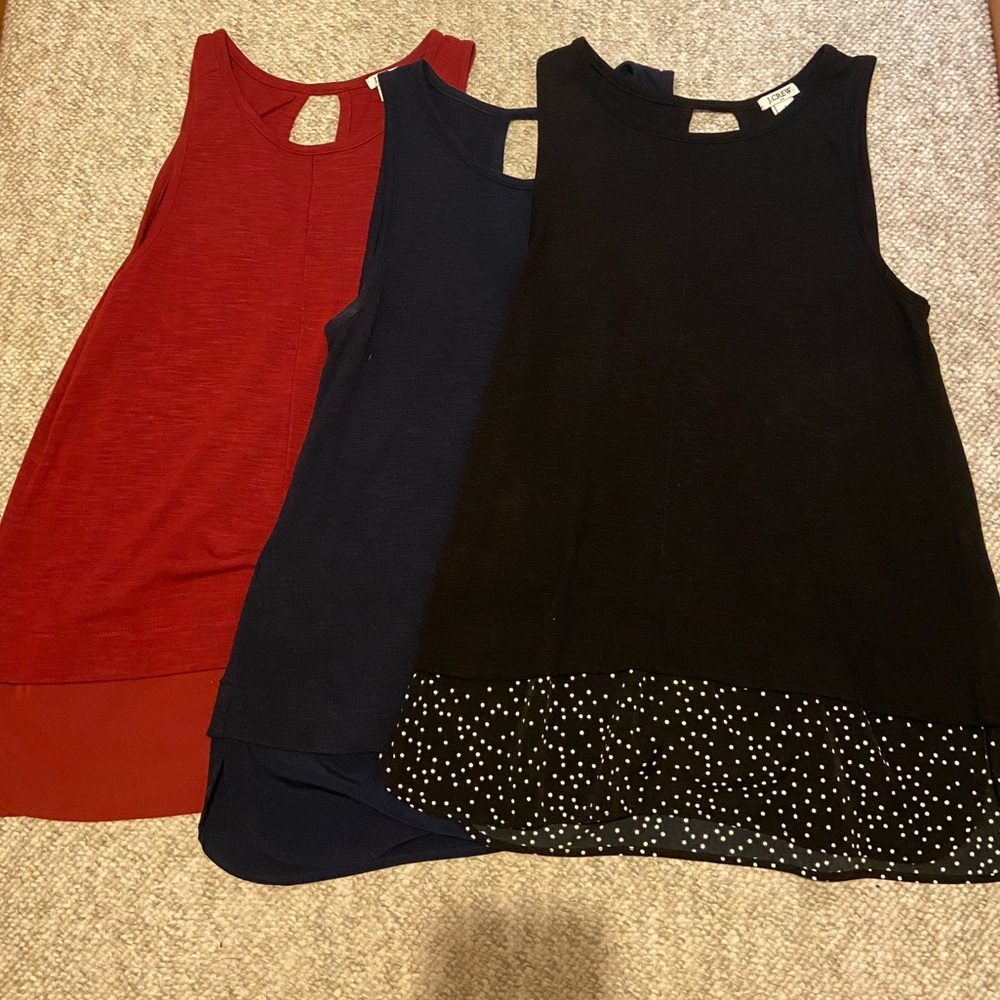 Pack of 3 J. Crew Factory Women's Sleeveless Drapey Scoop Neck Tank Tops Sz S